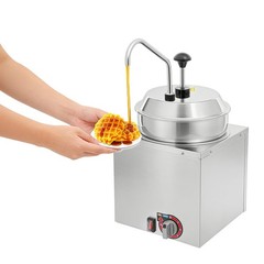 7L/1.85Gal Cheese Dispenser with Pump Commercial Stainless Steel Cheese Warmer