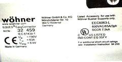 NEW WOHNER 32 459 BUSBAR ADAPTER EEC6063-L 600V 63A/65A 3PH