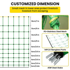 42.6″ High Electric Fence Netting Kit for Livestock & Poultry Protection