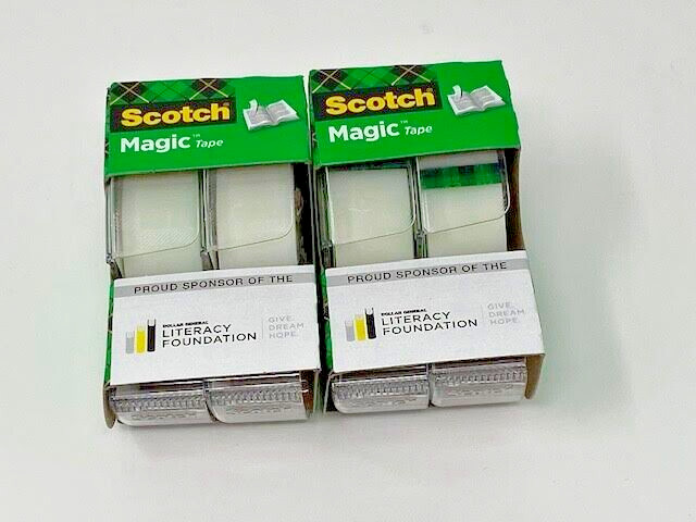 4-Rolls Scotch Magic Tape in Dispenser, 3/4 x 300 Inches, Matte Clear.