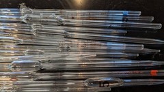 Lot of 27 pcs total, 17 Volumetric + 10 Graduated Glass Pipettes with Pumps/Bulb