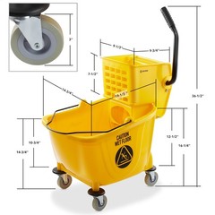 33 Quart Commercial Mop Bucket with Side Press Wringer, Yellow