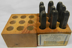 BLUE-POINT 9PC MACHINE MADE 3/16″ FIGURES STEEL STAMPS #GA-237 IN WOODEN BOX USA