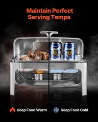 9QT Roll Top Chafing Dish Buffet Set Stainless Steel Chafer Food Warmer w/ Clip