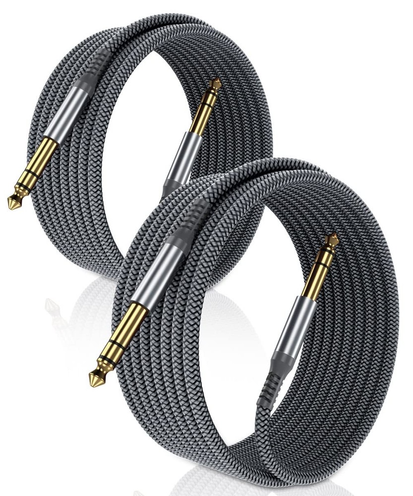 1/4 Inch TRS Instrument Cable 6.6ft 2-Pack,Straight 6.35mm Male Jack Stereo A…
