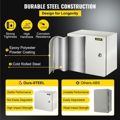 12x12x8in IP66 Steel Box NEMA 4X Enclosure with Detachable Mounting Plate