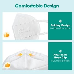 100 Pack KN95 Face Masks – Breathable Disposable Dust Masks for Adults, White