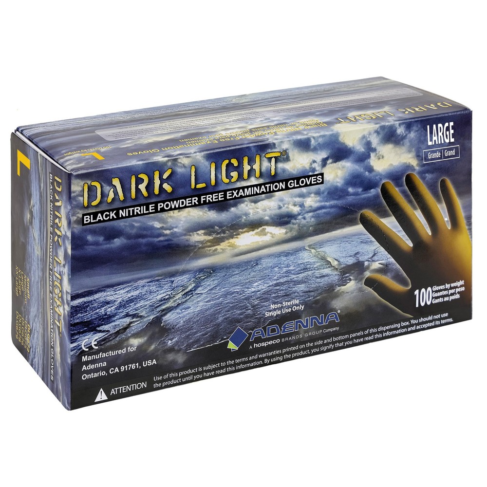 Dark Light 9 mil Nitrile Powder Free Exam Gloves (Black), Large – Box of 100 …