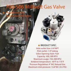 Gas Valve 7000BMVR for Keating 023625 / Robertshaw 700-503 MilliVolt