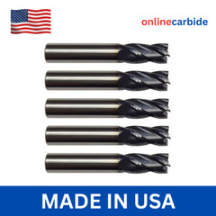 5 PCS 1/4″ 4 FLUTE CARBIDE END MILL – TiALN COATED