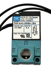 MAC 35A-AAA-DDBA-1BA Solenoid Valve Voltz/Hz 12VDC , Watts 5.4 , VAC to 120 PSI