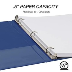 Samsill 0.5 Inch 3 Ring Binder, Economy Round Ring, Clear View 4-Pack, Blue