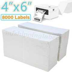 8000 4″x6″ Fanfold Direct Thermal Shipping Labels Perforated for Zebra & Rollo