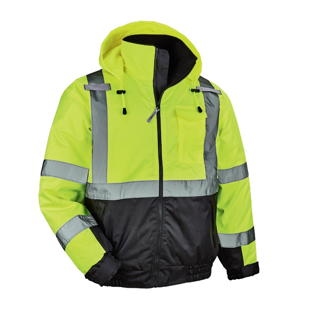 Unisex Adult Hi Vis Safety GloWear 8377 Type R Class 3 Lime Quilted Bomber Ja…