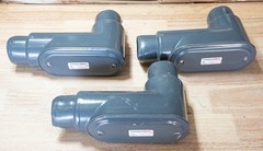 Lot of 3 PLASTI-BOND RED H2OT 2″ CONDUIT BODY, PVC COATED With Covers