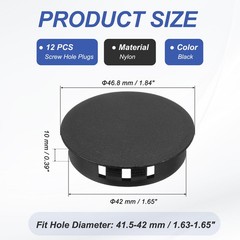 12 Pcs 42mm/1-5/8″ Plastic Hole Plugs Flush Type Round Plug Black