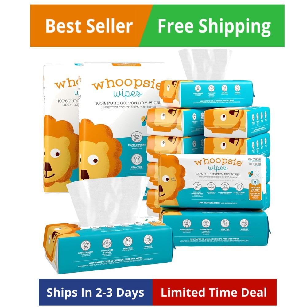 The 100% Pure Cotton Dry Baby Wipes – Ultra Soft, Unscented, Chemical-Free W…