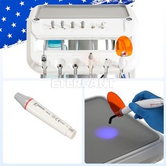 Dental Portable Mobile Cart Delivery Unit System 4Holes with Air Compressor US