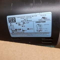 WEG 12219166 3/4 HP Evaporative Cooler Motor 115V 1725 RPM Frame 56 New Open Box
