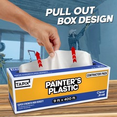 Painter’s Plastic Film, 400′ Length x 9′ Width High, High Density Painters Pl…