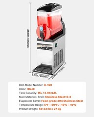 VEVORCommercial Slushy Machine 15L Margarita Smoothie Frozen Drink Slushie Maker