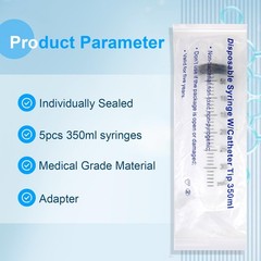 5pcs 350ml Syringe, Extra Large Plastic Syringes for Glue 350 ml, Clear