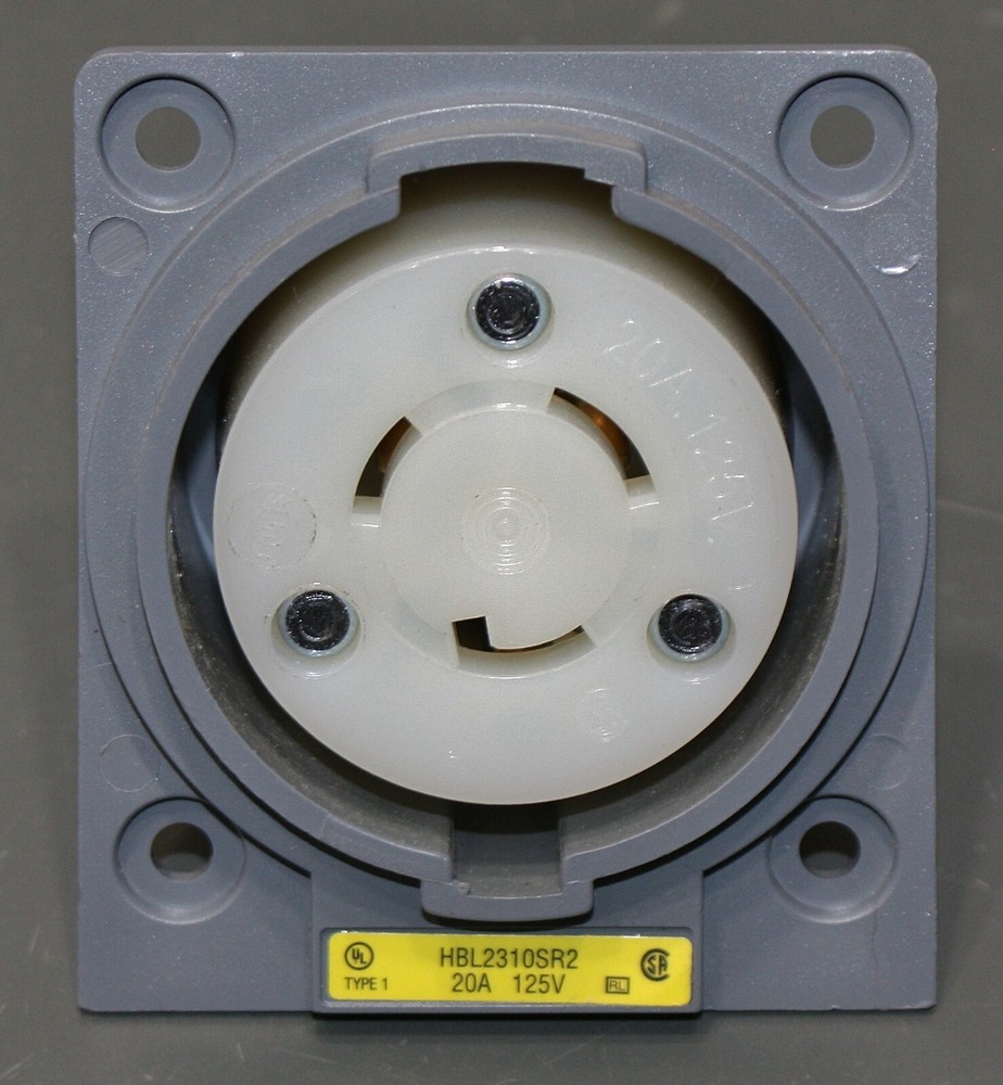 Hubbell Kellems Locking Receptacle HBL2310SR2, 125V 20A, Twist-Lock L5-20R, IP20