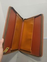 Vintage Brown Leather Split Cowhide Portfolio Organizer Case Zips Conmar