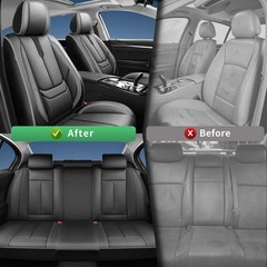 Car Seat Covers Hyundai Sonata 04-26 Leather Airbag 2Pc Front Black-Grey