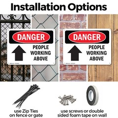 (2 Pack) People Working Above OSHA Danger Sign Decal Metal Plastic