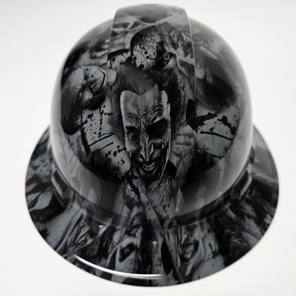 full brim hard hat custom hydro dipped IN SLATE GRAY SINISTER JOKER