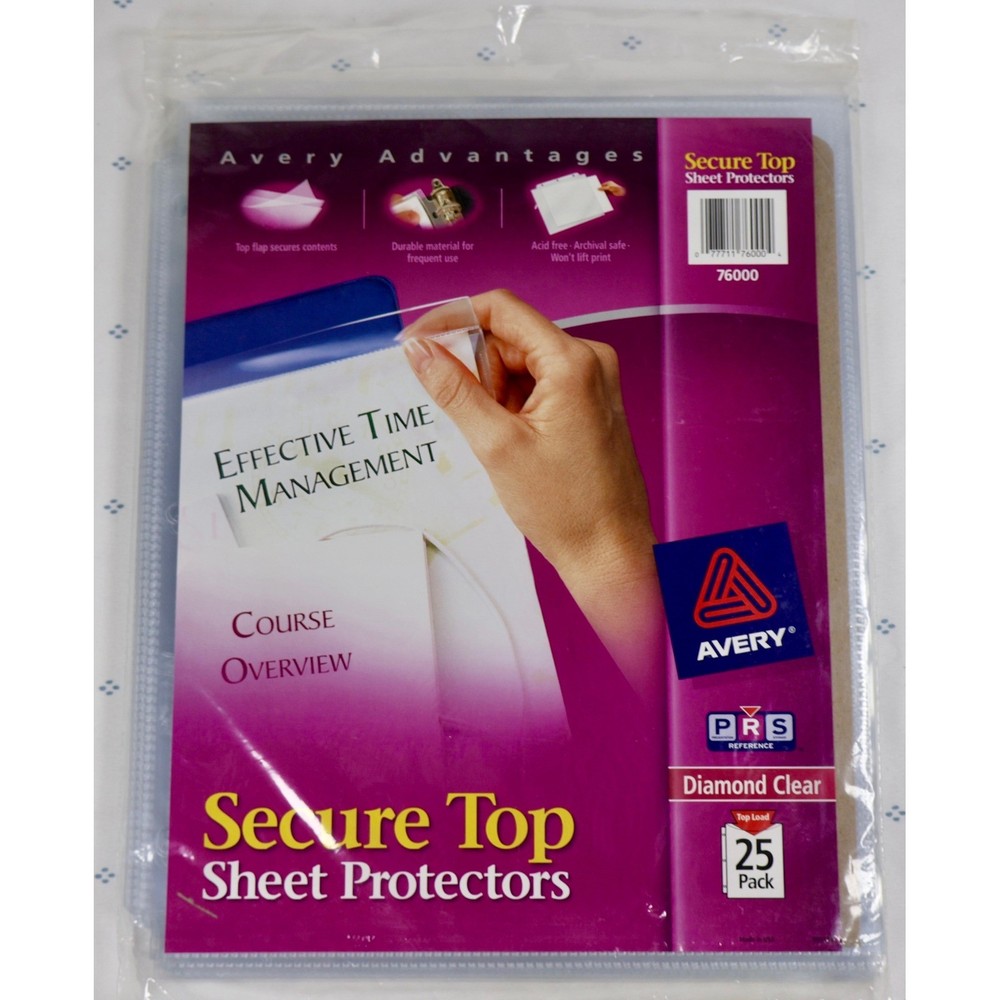 Avery Advantages Secure Top Sheet Protectors Diamond Clear 25 Pack