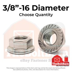 3/8″-16 Stainless Serrated Hex Flange Lock Nuts (Choose Qty)