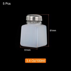 5Pack 3.4 Oz/100ml Alcohol Push Down Pump Dispenser Bottle Press White