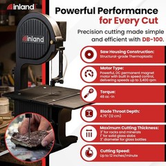 Inland Craft DB-100 Band Saw | Tabletop Saw | Includes Diamond Band Saw Blade