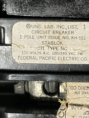 NC120 FPE 20 Amp 1 Pole Stab-Lok “Thin” Federal Pacific Breakers NC20 RED