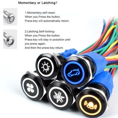 22mm Custom Push Button LED Switch Latching Momentary Black For Car Truck Boat