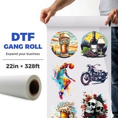 Hot Peel 22″ x 120″ DTF Gang Sheet Transfer Film Printing, Custom Print your Art