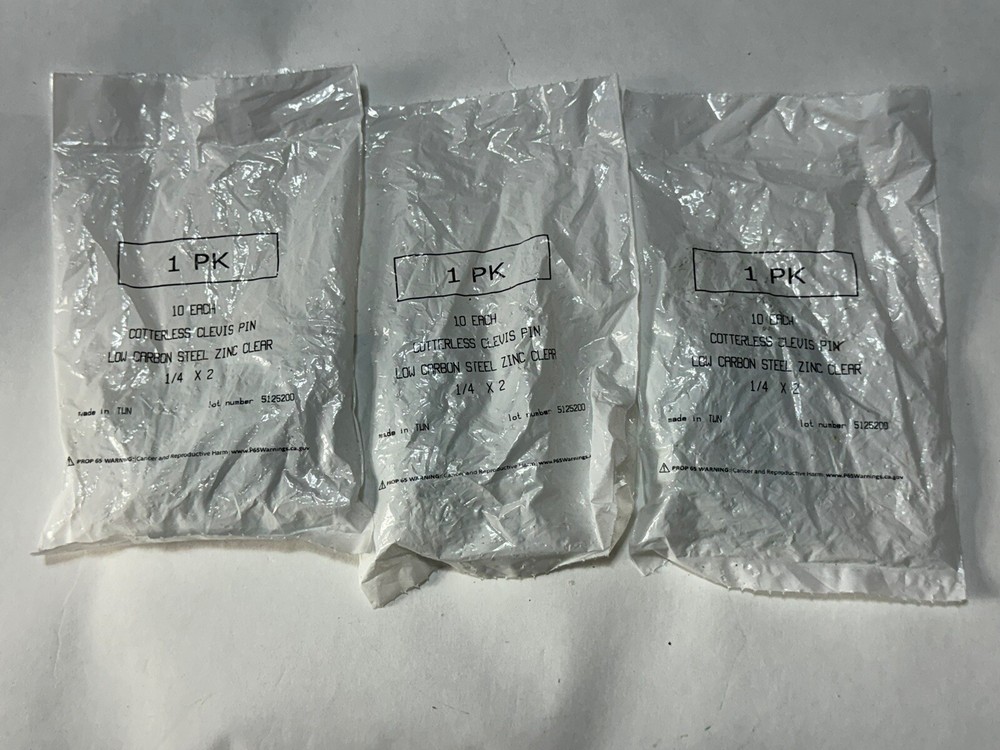 30 – Cotterless Clevis Pin LOW CARBON STEEL ZINC CLEAR 1/4 X 2 LOT