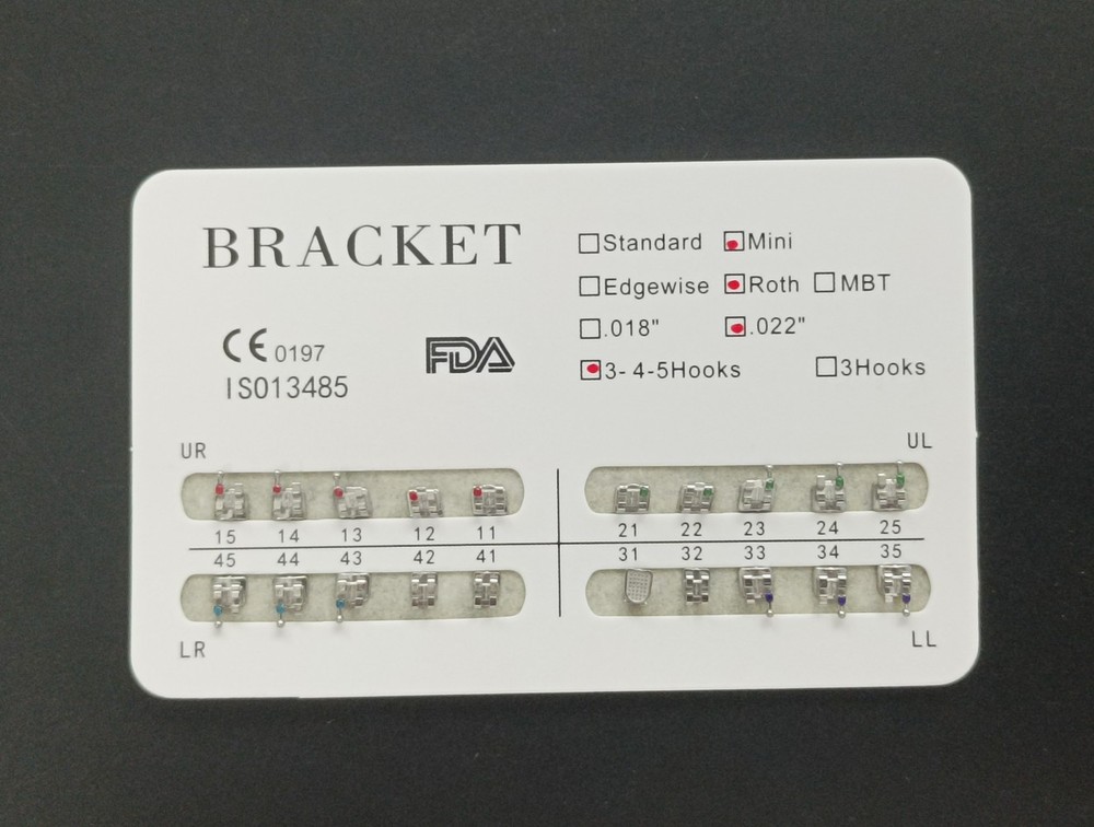 20Pcs/Set Dental Orthodontic Metal Brackets Braces Mini Roth 022 345 Hooks MIM