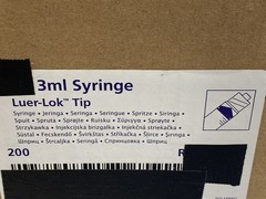 (200/Pk) General Use 3mL Plastic Graduated Luer Lock Syringes Blister Packed
