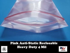 Antistatic Pink 4-Mil Zip Seal HEAVY-DUTY Anti Static Reclosable Top Lock Bag
