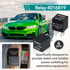 6 Pcs 4016819 Ultra Micro ISO Automotive Relay – 12VDC 20A 4-Pin SPST, Direct OE