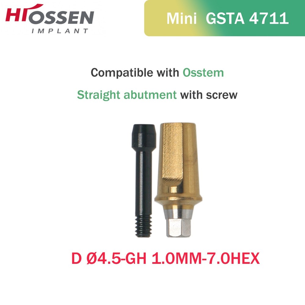 Titanium straight abutment Hiossen Osstem Mini D Ø4. 5 Hex Abutment Ti Grade TS