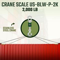 Washdown Safe 2,000 lb Crane Scale with Calibration Certificate & Printer