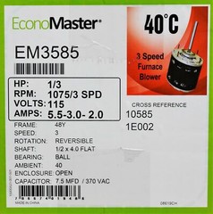 HVAC Blower Fan Motor 1/3 HP 1075 RPM 115 Volts for Fasco D727 with Capacitor