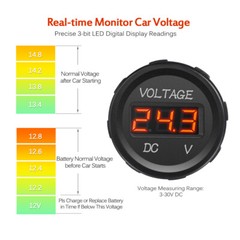 Car ATV Auto Dual USB Charger LED Digital Voltage Amp Gauge Ammeter Voltmeter