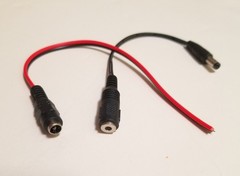 Qty5 5.5mm x 2.1mm Male/Female DC Barrel extention cables, approx 15in long