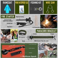 Xifoza Survival Kit 268 Pcs Emergency Survival Gear And Equipment Supplies