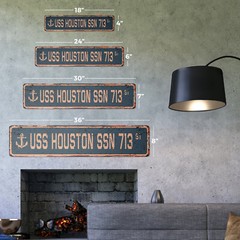 USS HOUSTON SSN 713 Vintage Street Sign us navy ship veteran sailor rustic gift